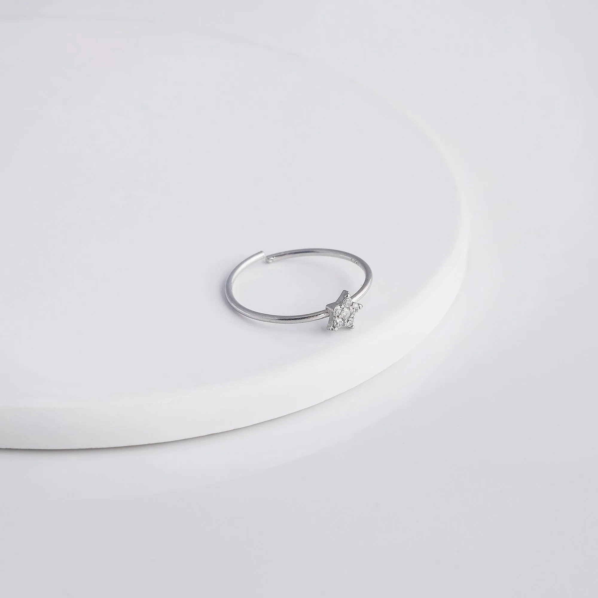 Silver Zircon Constellation Ring