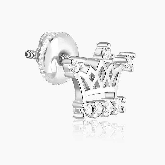 Silver Zircon Sparkling Crown Earrings