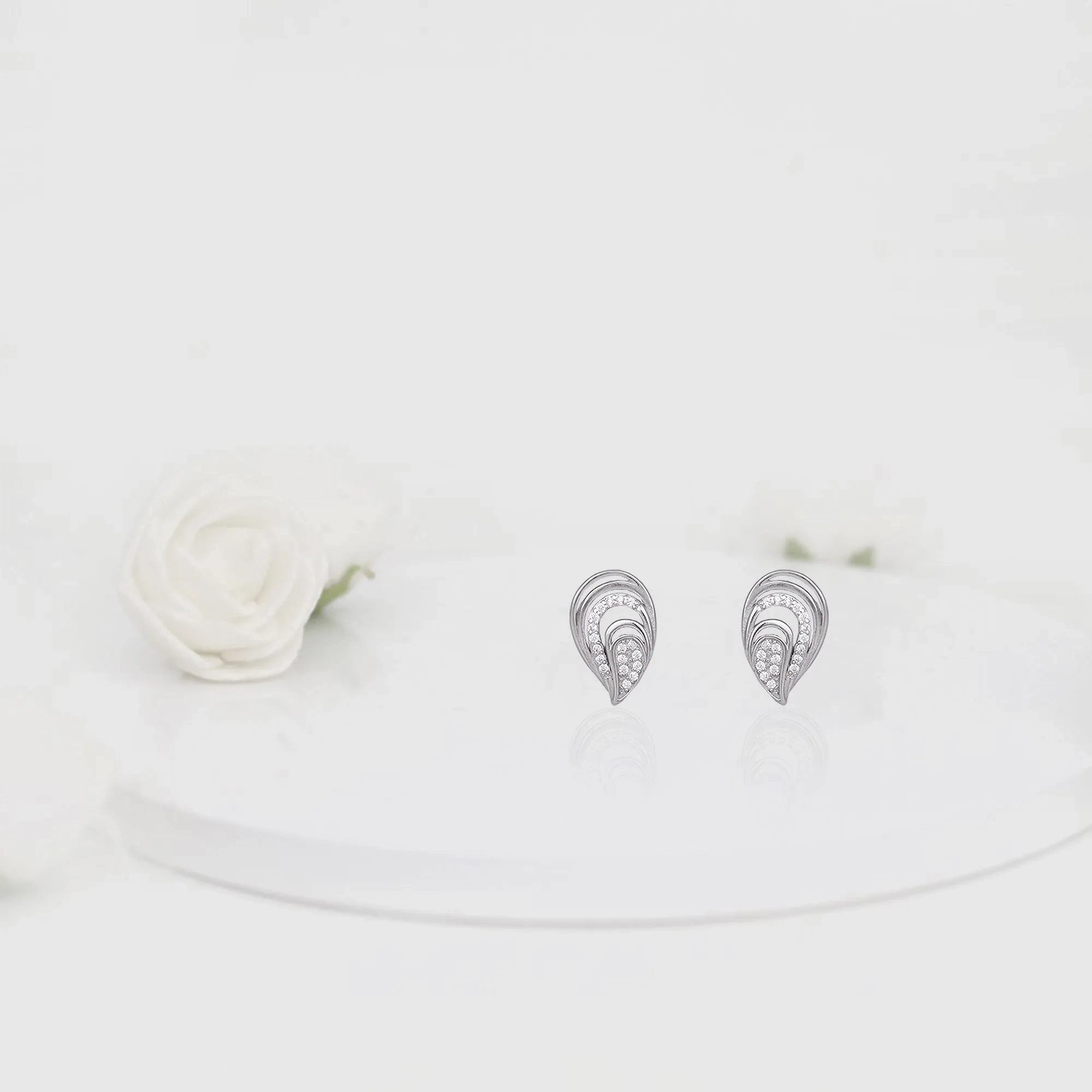 Silver Zircon Sparkling Drop Earrings