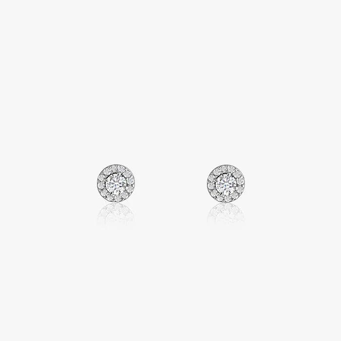 Silver Zircon Studded Elegant Stud Earrings