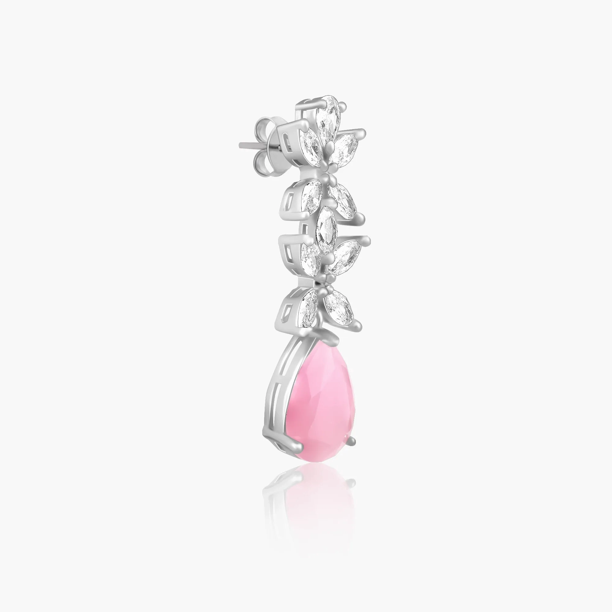 Silver Zircon Studded Magical Drop Earrings