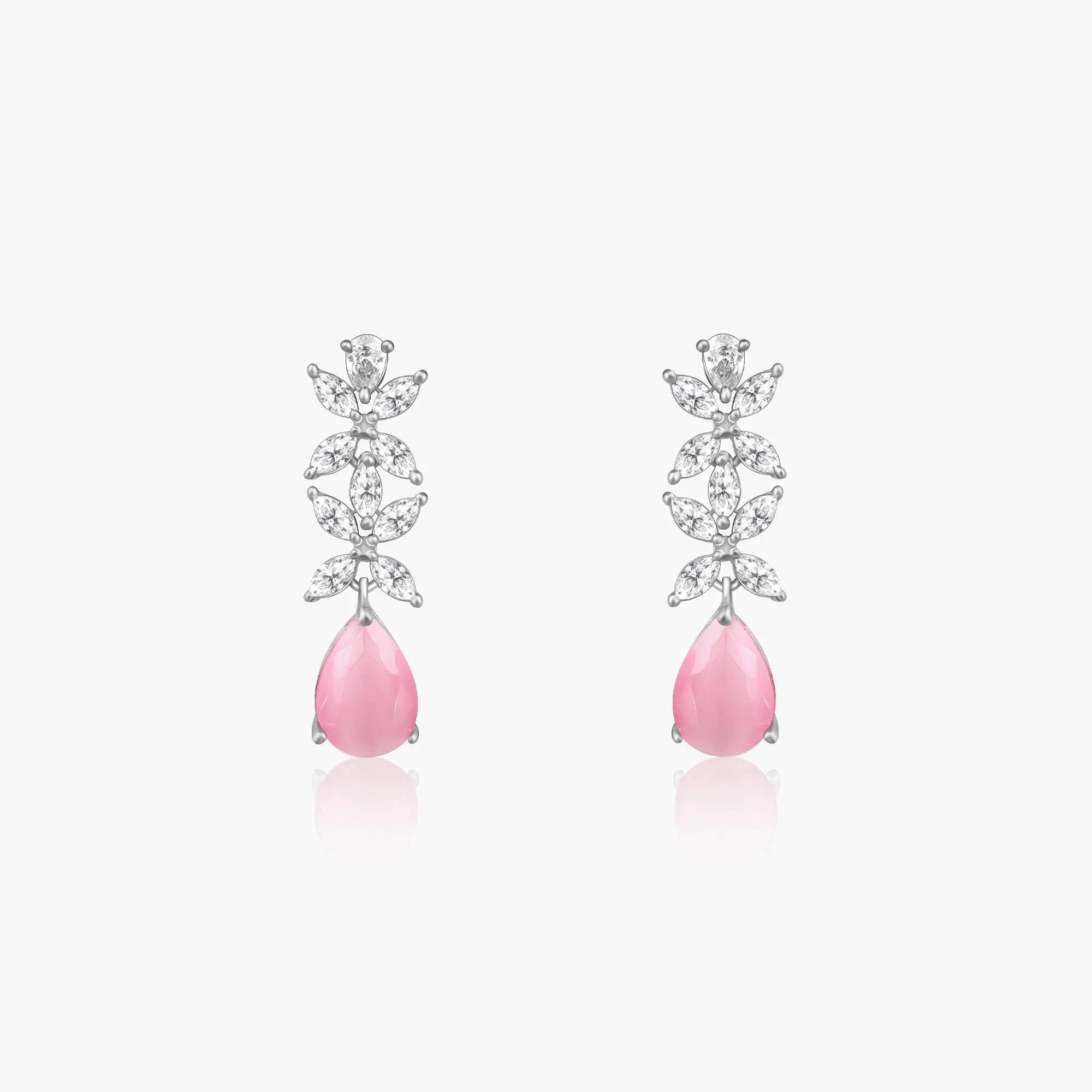 Silver Zircon Studded Magical Drop Earrings
