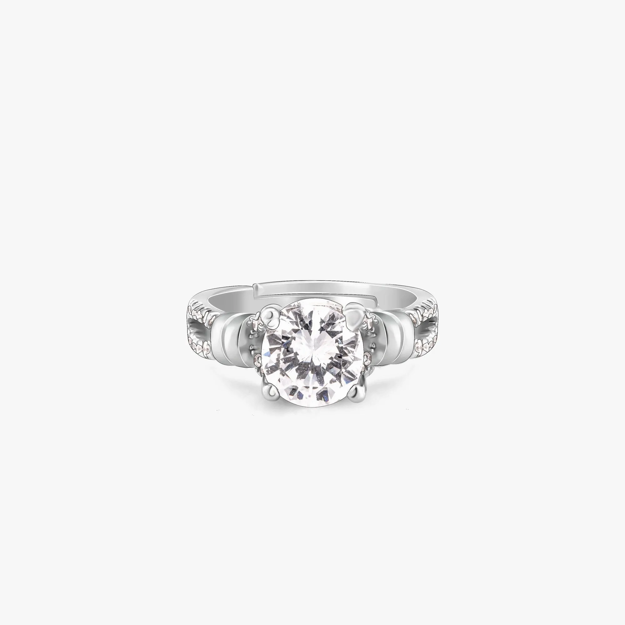 Silver Zircon Studded Ring