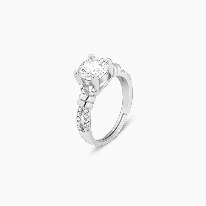 Silver Zircon Studded Ring