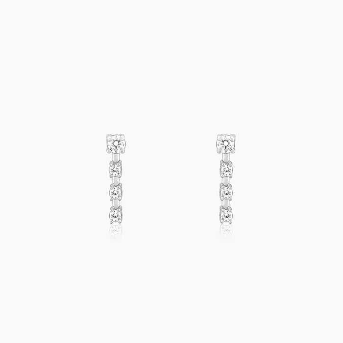 Silver Zirconia Square Earrings