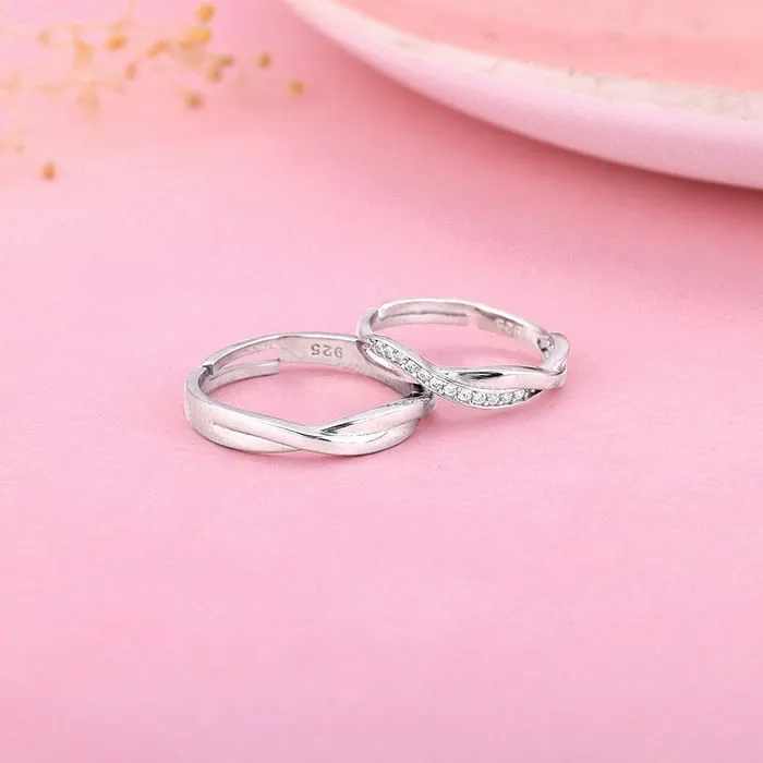 Silver Zirconia Twist Couple Bands