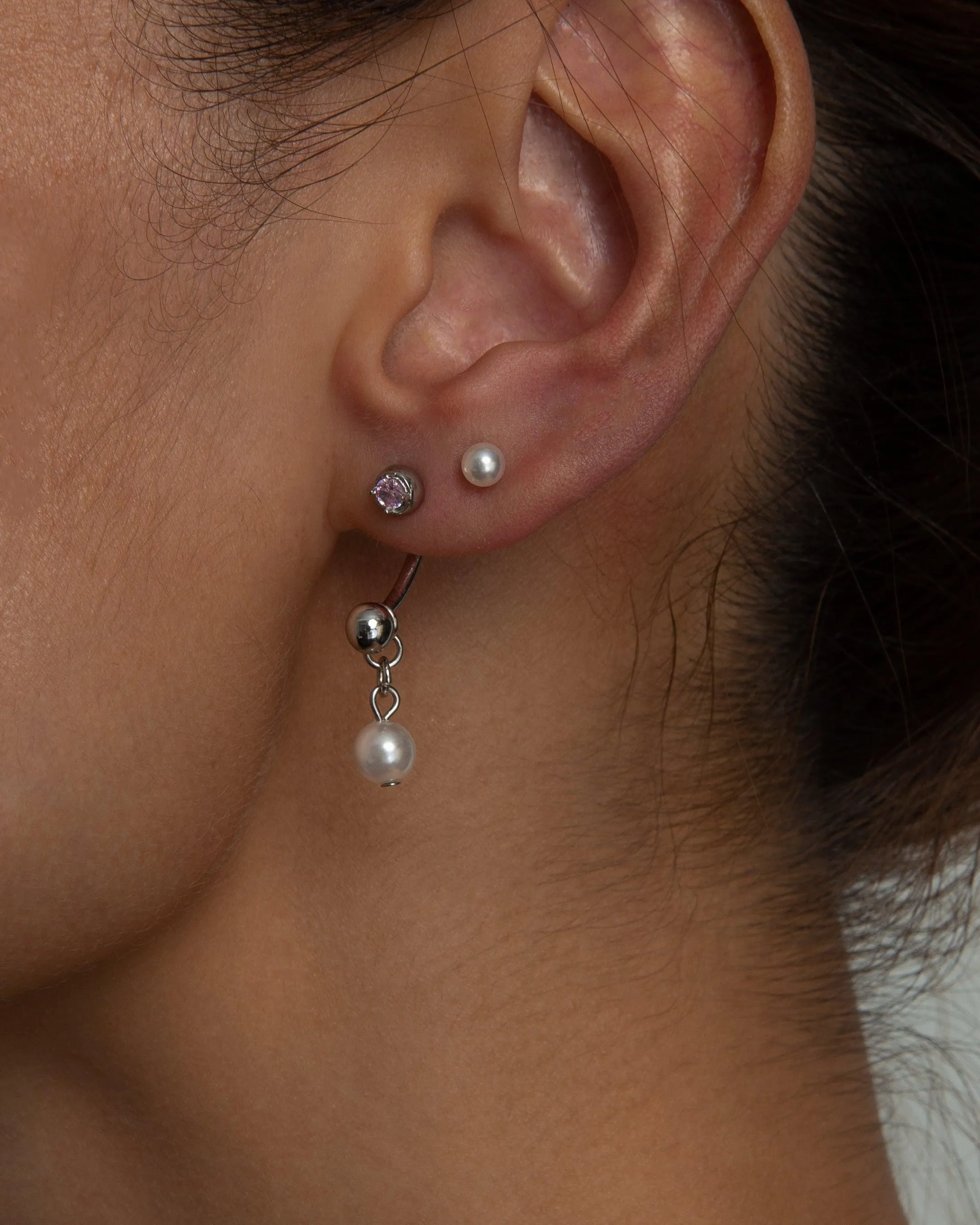 Single Pearl Flat Back Helix Earring