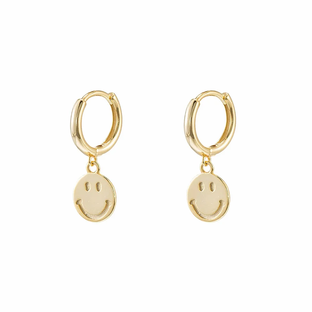 Smiley Face Huggie Earrings