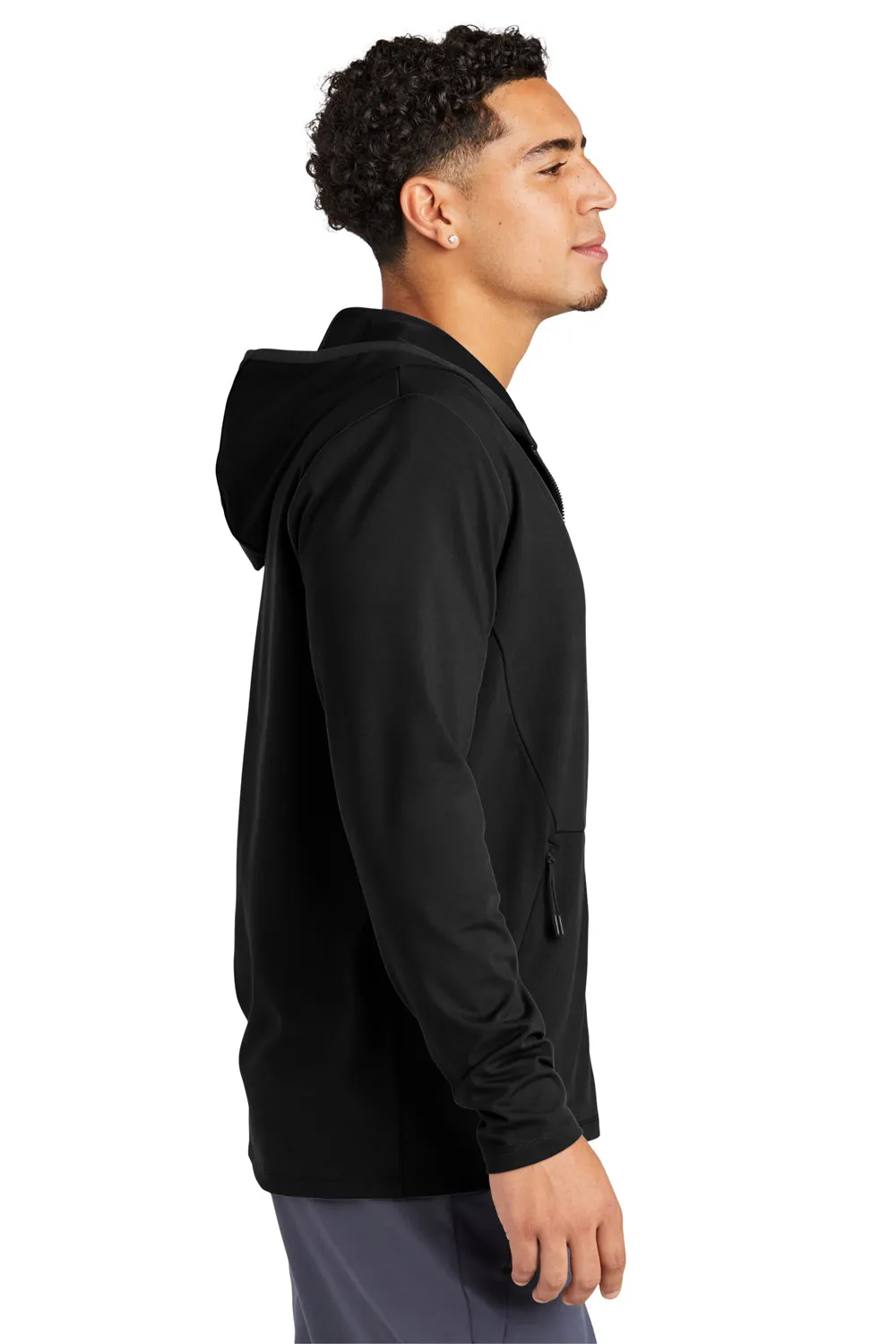 Sport-Tek Mens Circuit Full Zip Hooded Sweatshirt Hoodie w/ Pockets - Deep Black