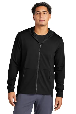 Sport-Tek Mens Circuit Full Zip Hooded Sweatshirt Hoodie w/ Pockets - Deep Black