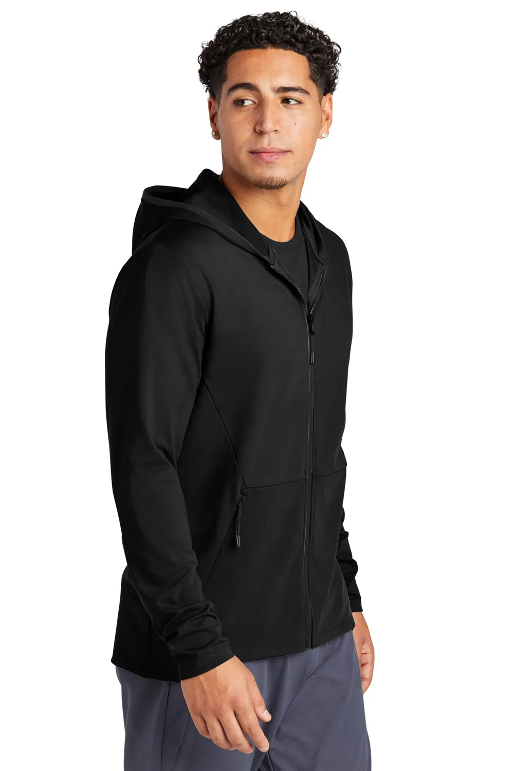 Sport-Tek Mens Circuit Full Zip Hooded Sweatshirt Hoodie w/ Pockets - Deep Black