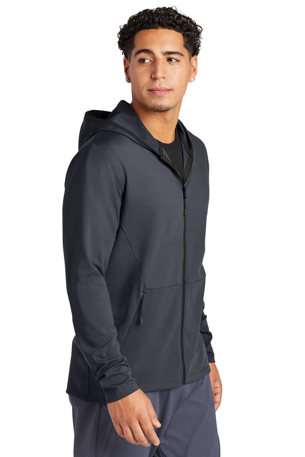 Sport-Tek Mens Circuit Full Zip Hooded Sweatshirt Hoodie w/ Pockets - Graphite Grey