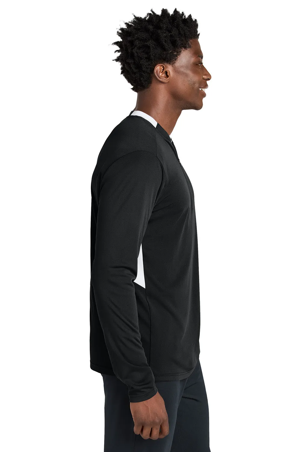 Sport-Tek Mens Club Moisture Wicking 1/4 Zip Sweatshirt - Black/White