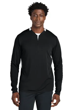 Sport-Tek Mens Club Moisture Wicking 1/4 Zip Sweatshirt - Black/White