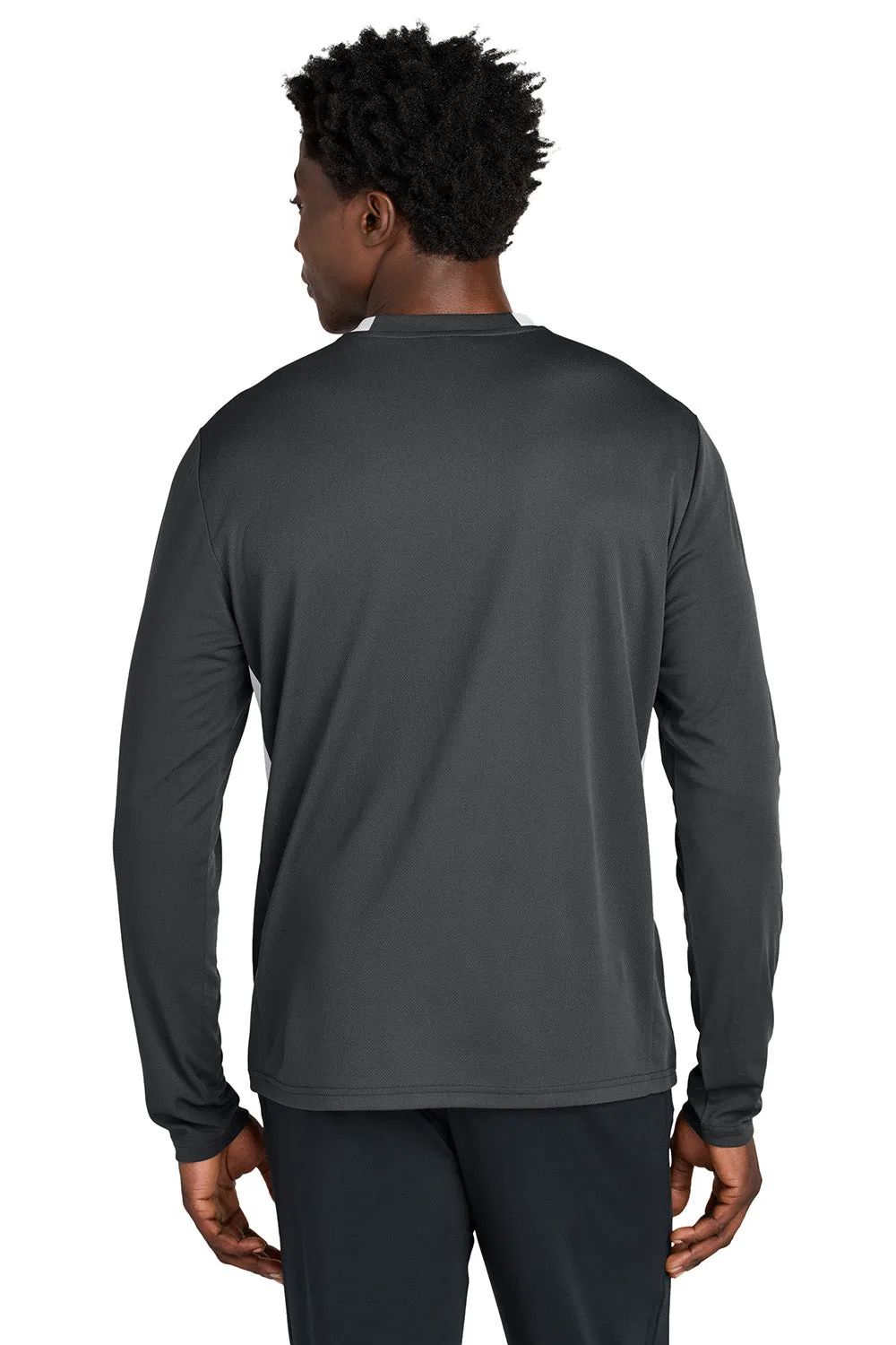 Sport-Tek Mens Club Moisture Wicking 1/4 Zip Sweatshirt - Iron Grey/White
