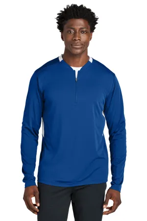 Sport-Tek Mens Club Moisture Wicking 1/4 Zip Sweatshirt - True Royal Blue/White