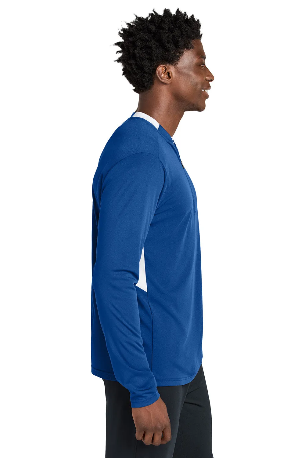 Sport-Tek Mens Club Moisture Wicking 1/4 Zip Sweatshirt - True Royal Blue/White