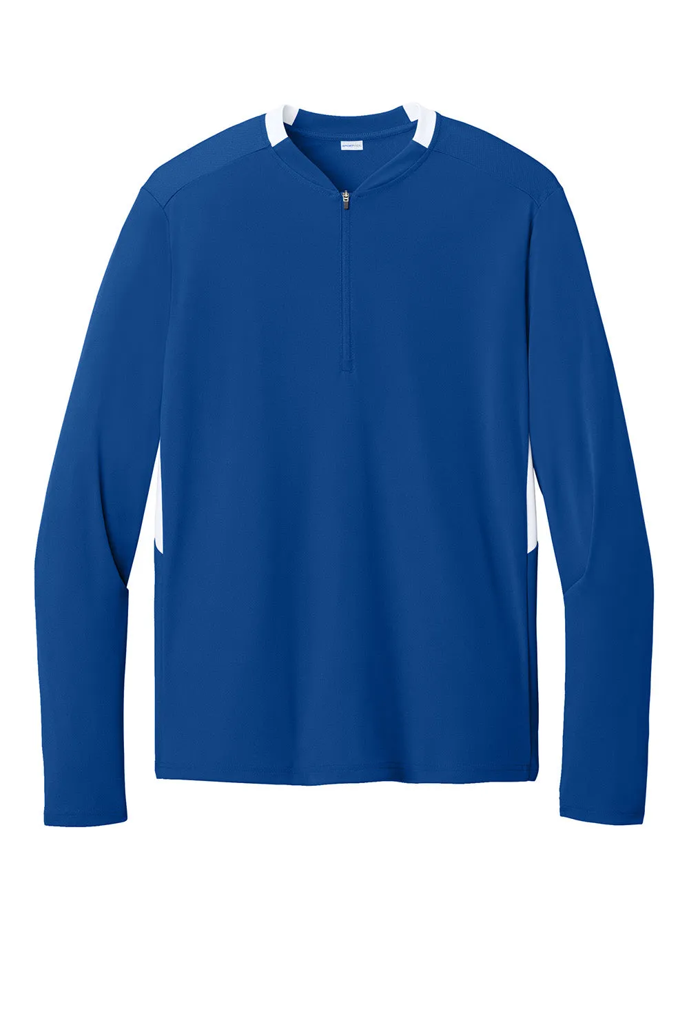 Sport-Tek Mens Club Moisture Wicking 1/4 Zip Sweatshirt - True Royal Blue/White