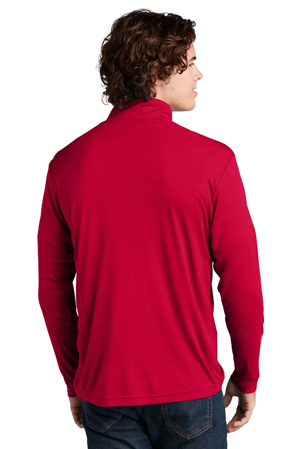 Sport-Tek Mens Competitor Moisture Wicking 1/4 Zip Sweatshirt - Deep Red