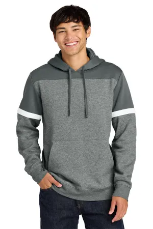 Sport-Tek Mens Drive Fleece Colorblock Hooded Sweatshirt Hoodie w/ Pouch Pocket - Dark Smoke Grey/Heather Vintage Grey