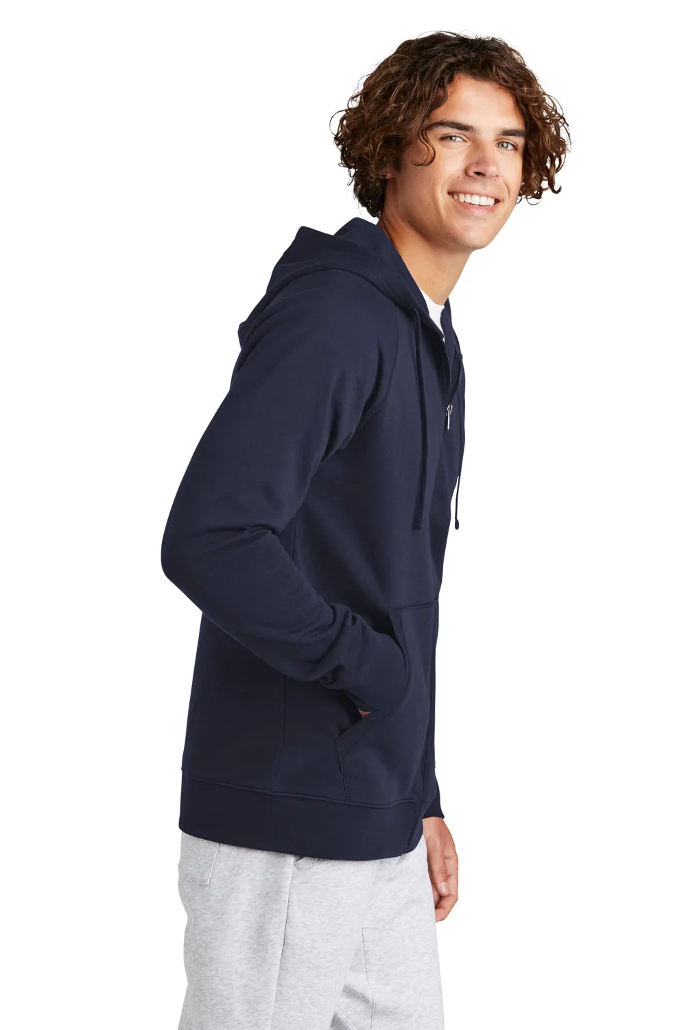 Sport-Tek Mens Drive Fleece Full Zip Hooded Sweatshirt Hoodie w/ Pockets - True Navy Blue