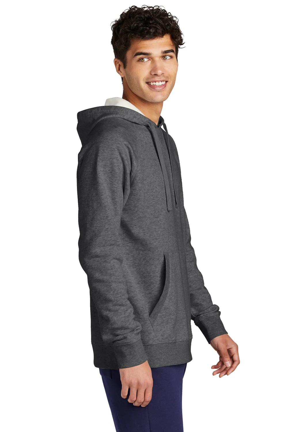 Sport-Tek Mens Drive Fleece Hooded Sweatshirt Hoodie w/ Pouch Pocket - Heather Graphite Grey
