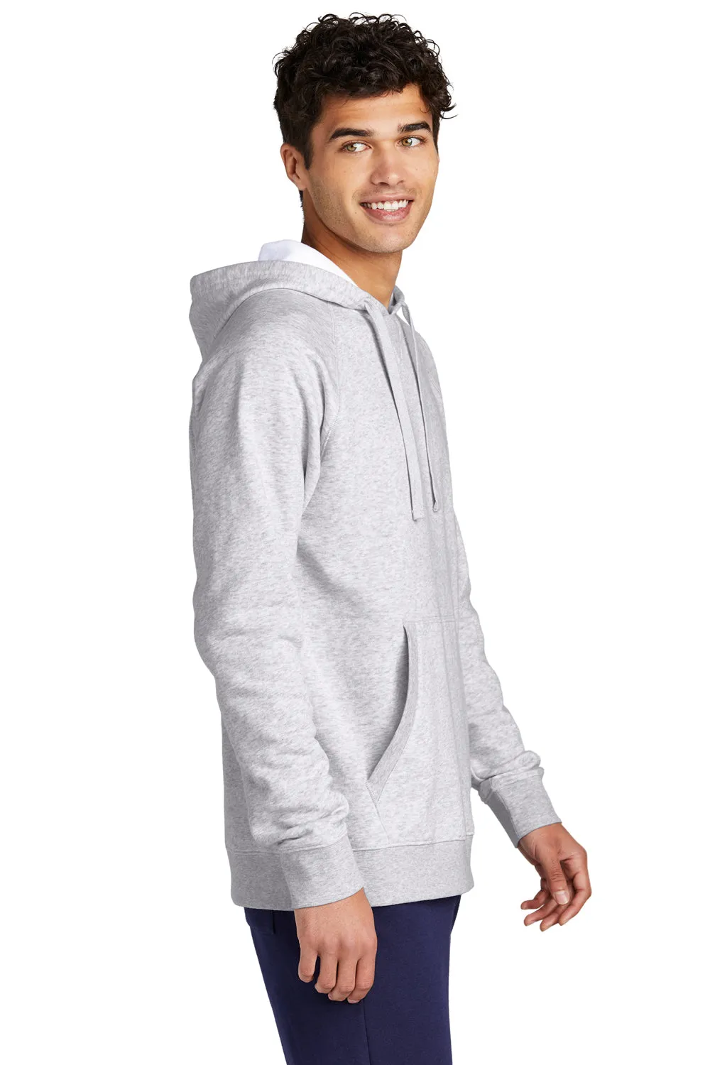 Sport-Tek Mens Drive Fleece Hooded Sweatshirt Hoodie w/ Pouch Pocket - Heather Grey