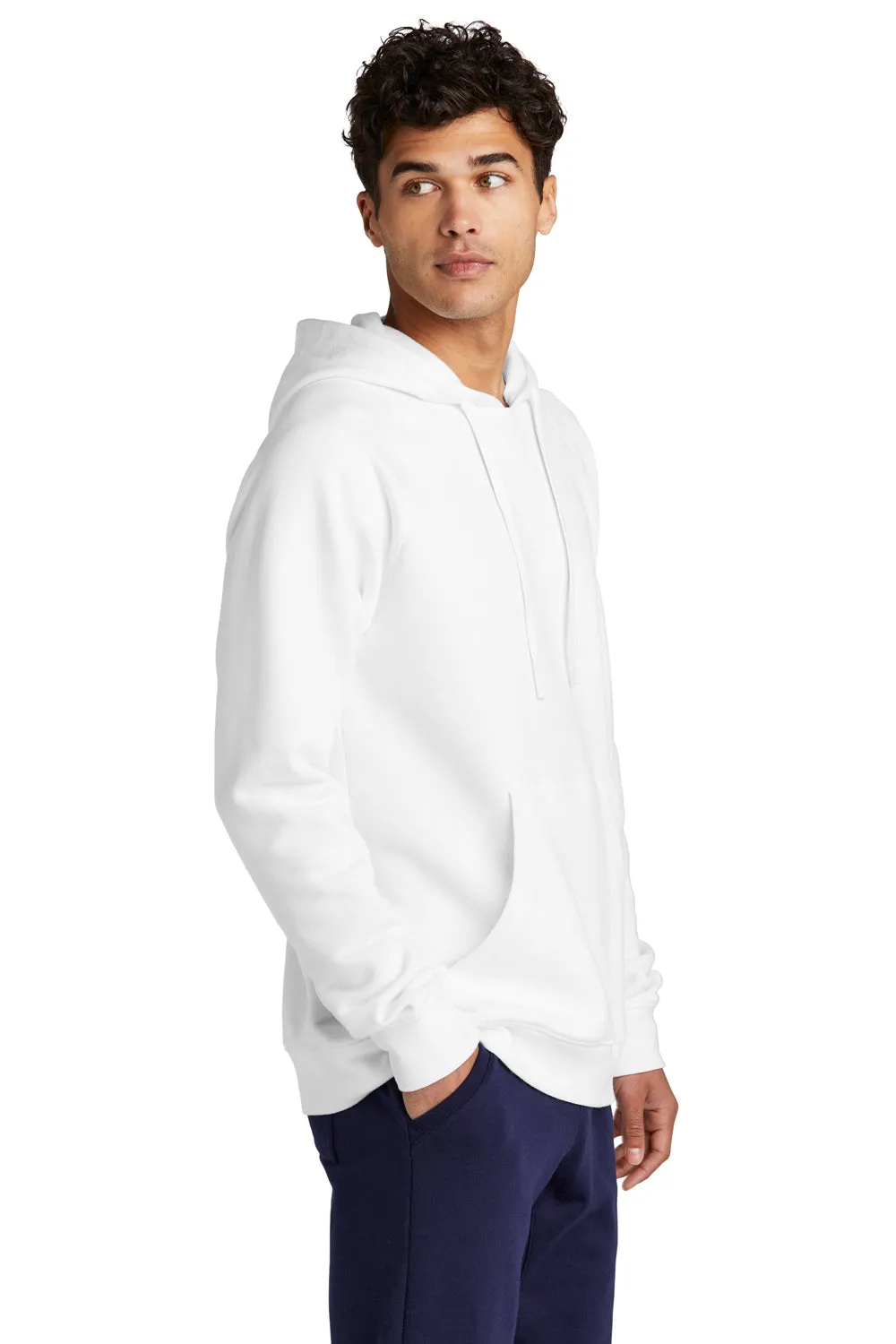 Sport-Tek Mens Drive Fleece Hooded Sweatshirt Hoodie w/ Pouch Pocket - White