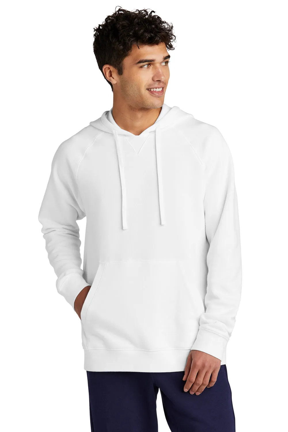 Sport-Tek Mens Drive Fleece Hooded Sweatshirt Hoodie w/ Pouch Pocket - White