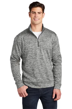 Sport-Tek Mens Electric Heather Moisture Wicking Fleece 1/4 Zip Sweatshirt - Black Electric Clothing Sport-Tek