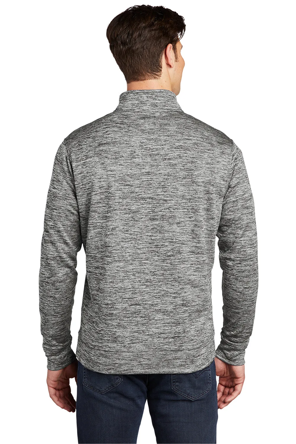 Sport-Tek Mens Electric Heather Moisture Wicking Fleece 1/4 Zip Sweatshirt - Black Electric Clothing Sport-Tek