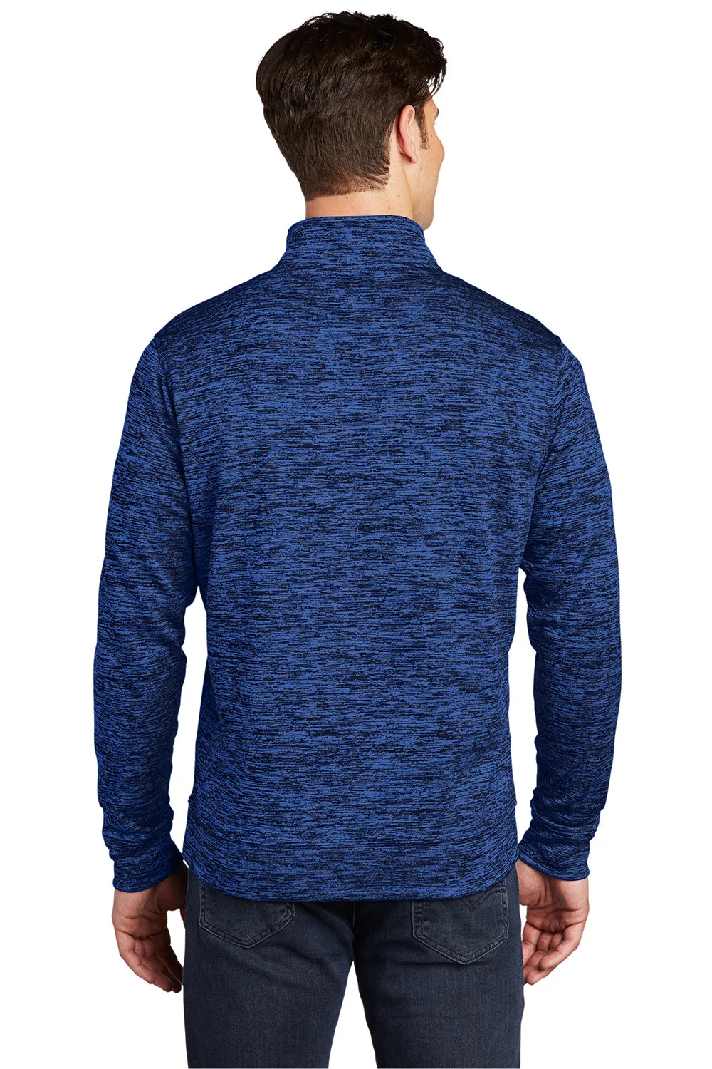 Sport-Tek Mens Electric Heather Moisture Wicking Fleece 1/4 Zip Sweatshirt - Dark Royal Blue Electric Clothing Sport-Tek