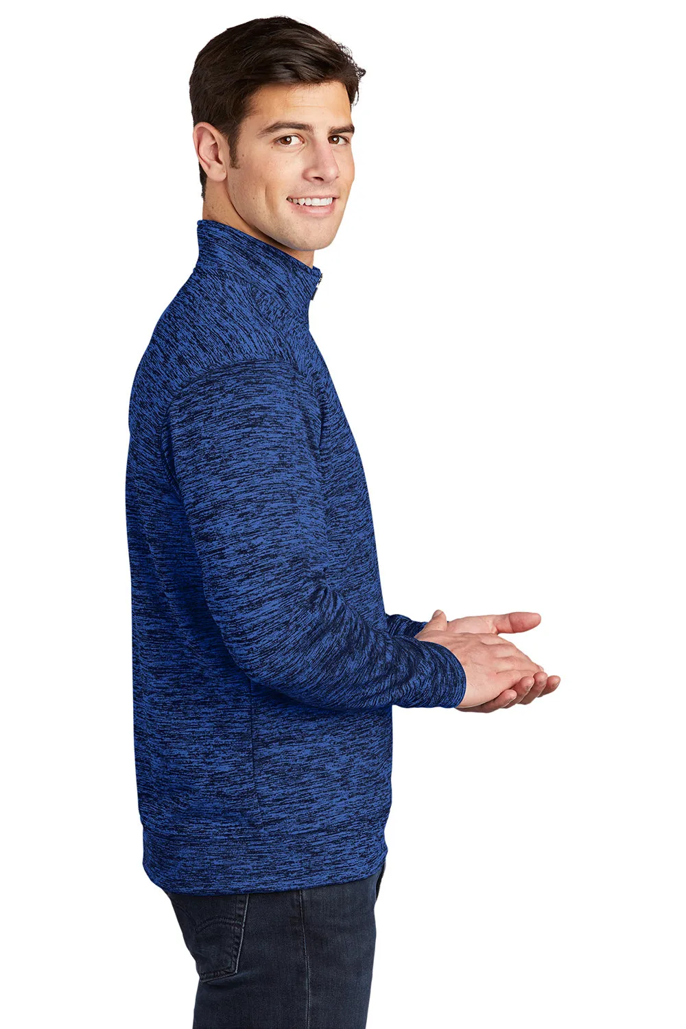 Sport-Tek Mens Electric Heather Moisture Wicking Fleece 1/4 Zip Sweatshirt - Dark Royal Blue Electric Clothing Sport-Tek