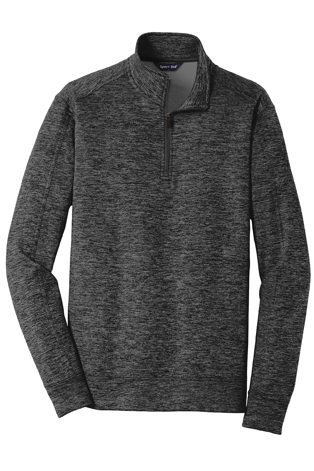 Sport-Tek Mens Electric Heather Moisture Wicking Fleece 1/4 Zip Sweatshirt - Grey Black Electric