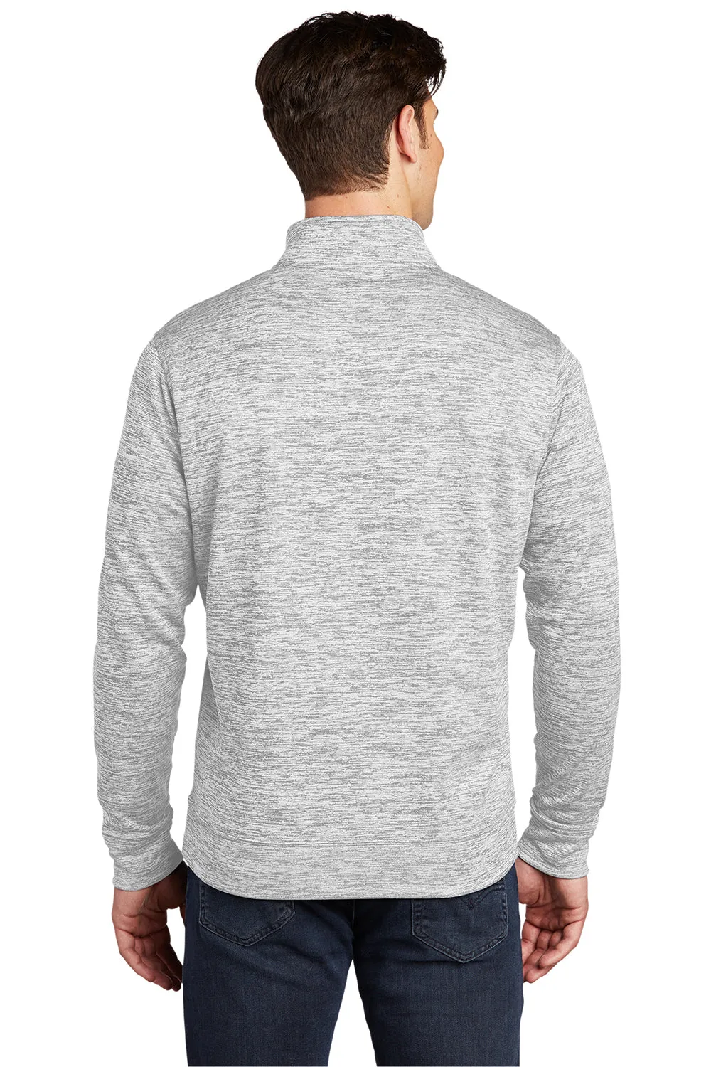 Sport-Tek Mens Electric Heather Moisture Wicking Fleece 1/4 Zip Sweatshirt - Silver Grey Electric