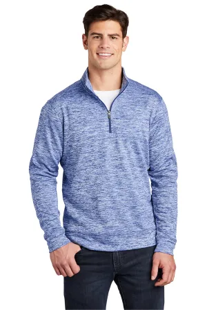 Sport-Tek Mens Electric Heather Moisture Wicking Fleece 1/4 Zip Sweatshirt - True Royal Blue Electric Clothing Sport-Tek