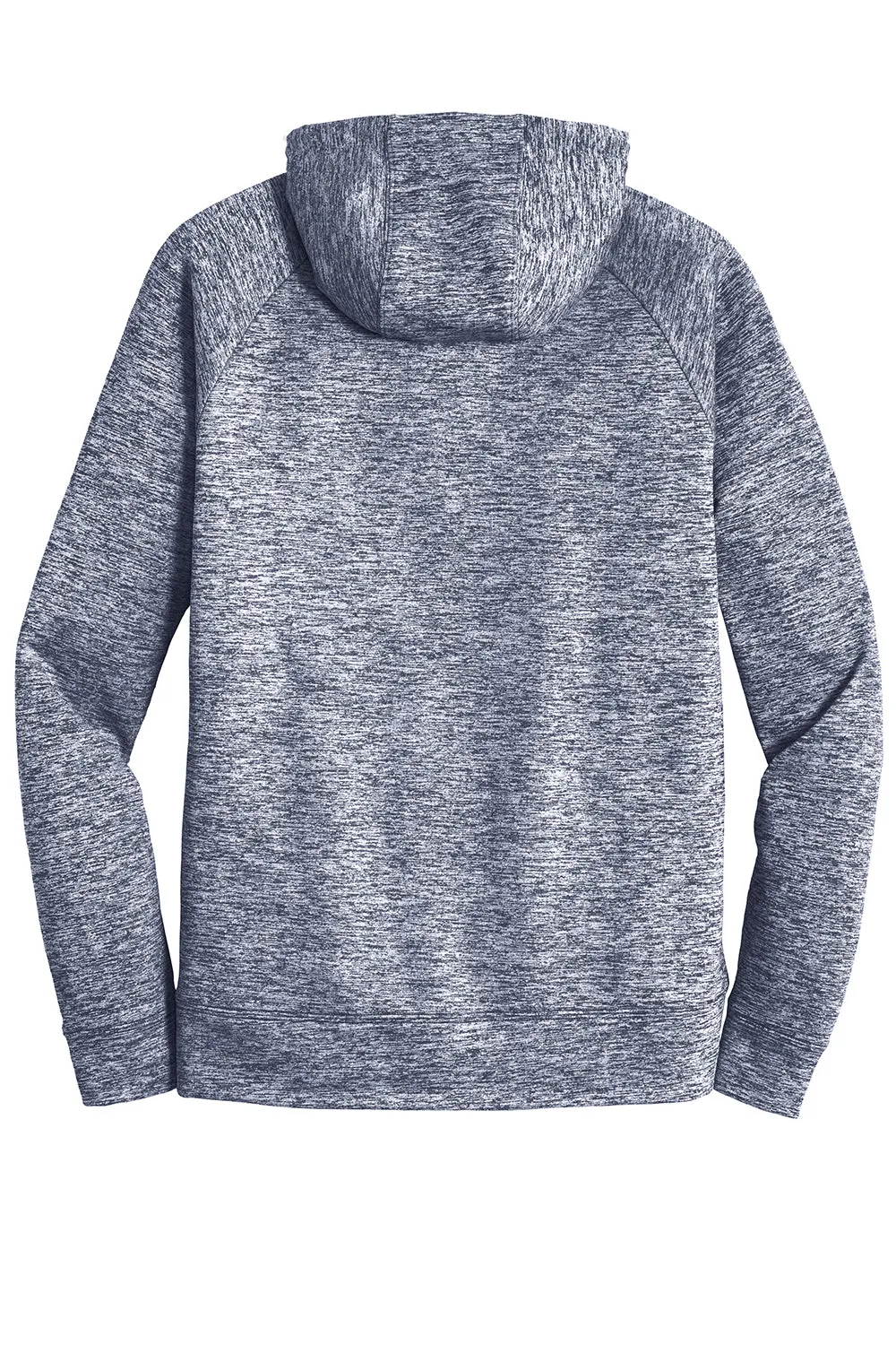 Sport-Tek Mens Electric Heather Moisture Wicking Fleece Hooded Sweatshirt Hoodie w/ Pouch Pocket - True Navy Blue Electric Clothing Sport-Tek