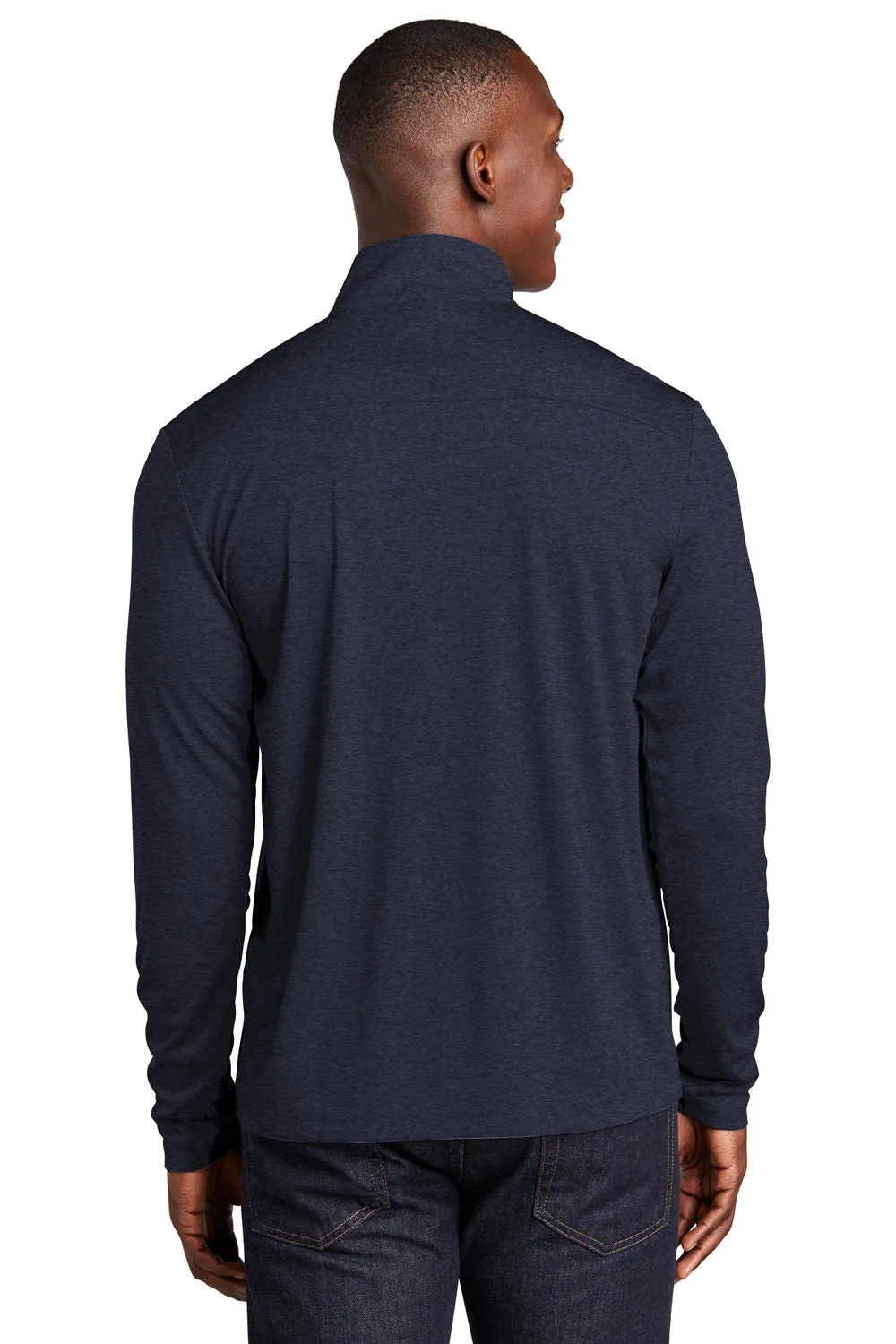 Sport-Tek Mens Endeavor Moisture Wicking 1/4 Zip Sweatshirt - Heather Deep Navy Blue Clothing Sport-Tek