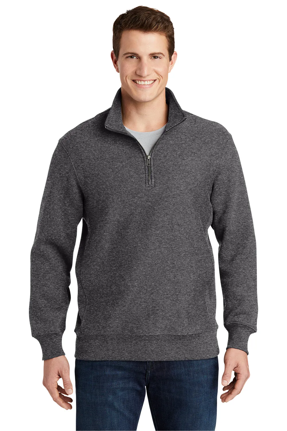 Sport-Tek Mens Fleece 1/4 Zip Sweatshirt - Heather Graphite Grey Clothing Sport-Tek