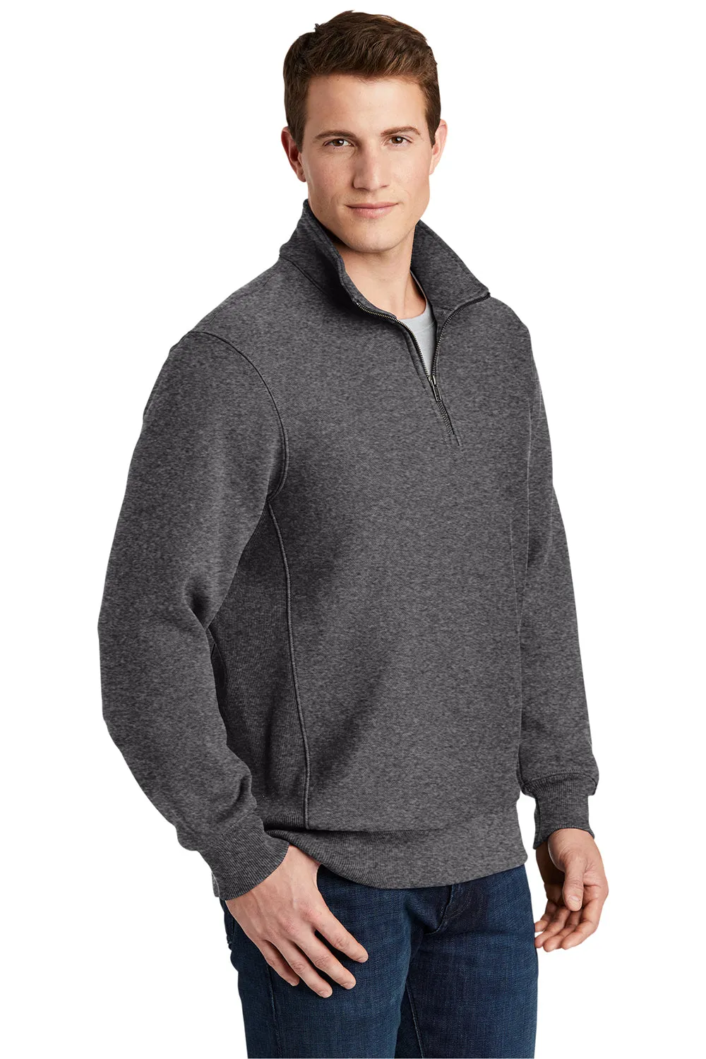 Sport-Tek Mens Fleece 1/4 Zip Sweatshirt - Heather Graphite Grey Clothing Sport-Tek