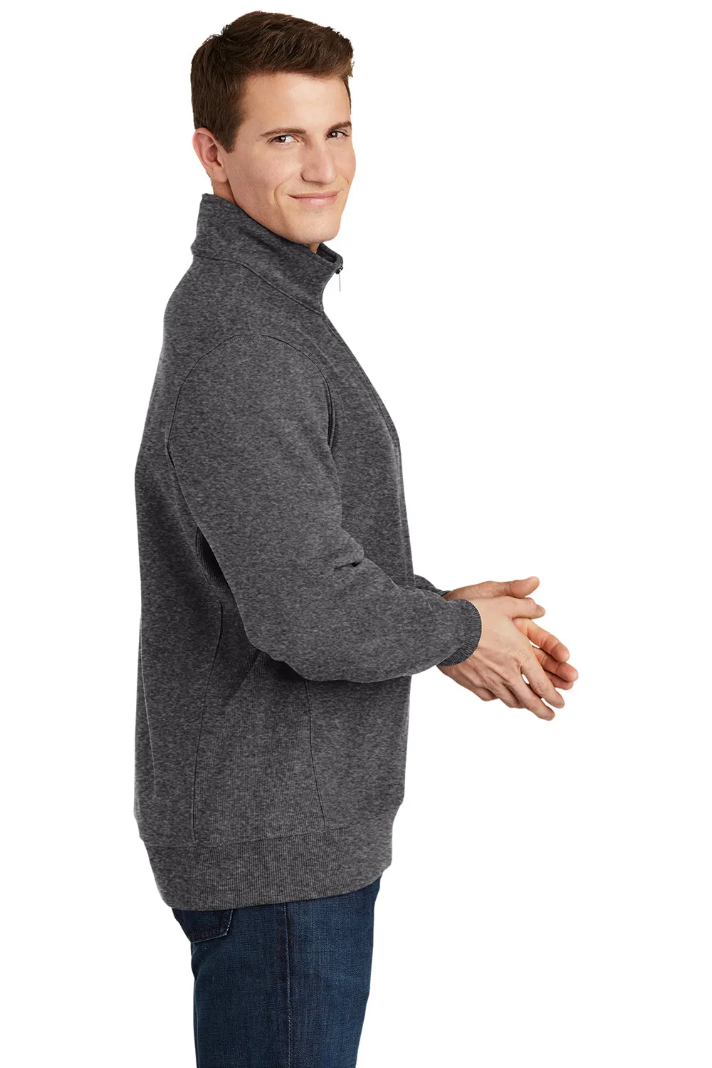 Sport-Tek Mens Fleece 1/4 Zip Sweatshirt - Heather Graphite Grey Clothing Sport-Tek