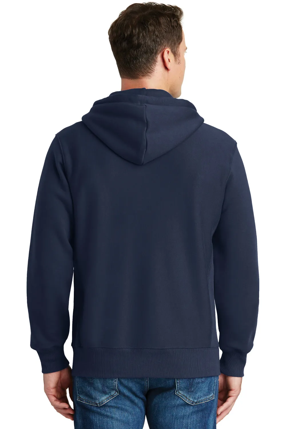 Sport-Tek Mens Fleece Full Zip Hooded Sweatshirt Hoodie w/ Pockets - True Navy Blue