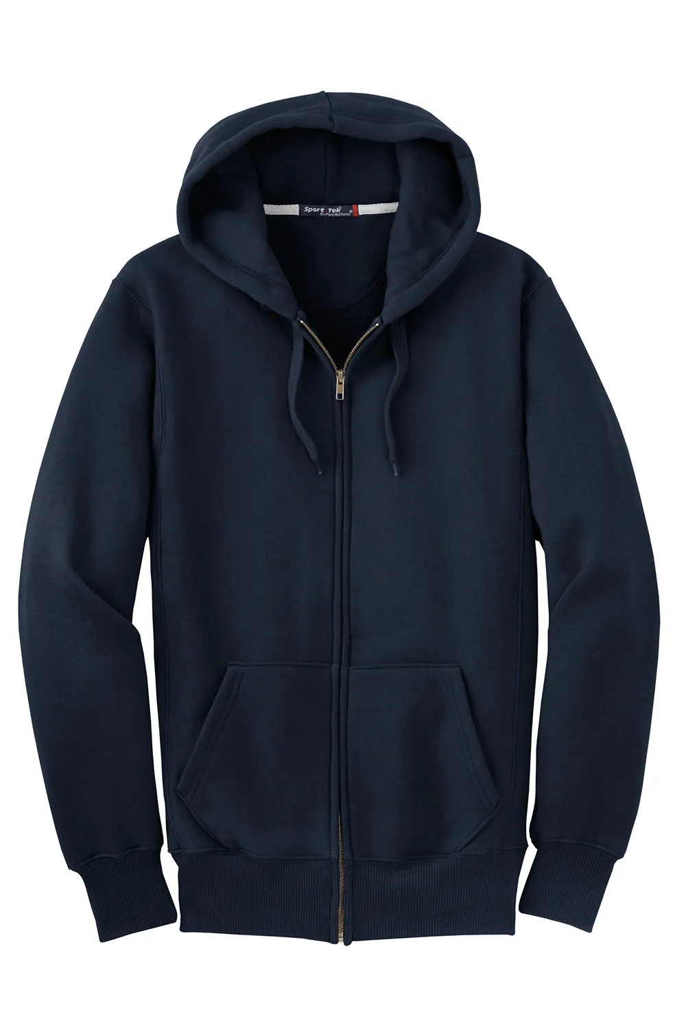 Sport-Tek Mens Fleece Full Zip Hooded Sweatshirt Hoodie w/ Pockets - True Navy Blue