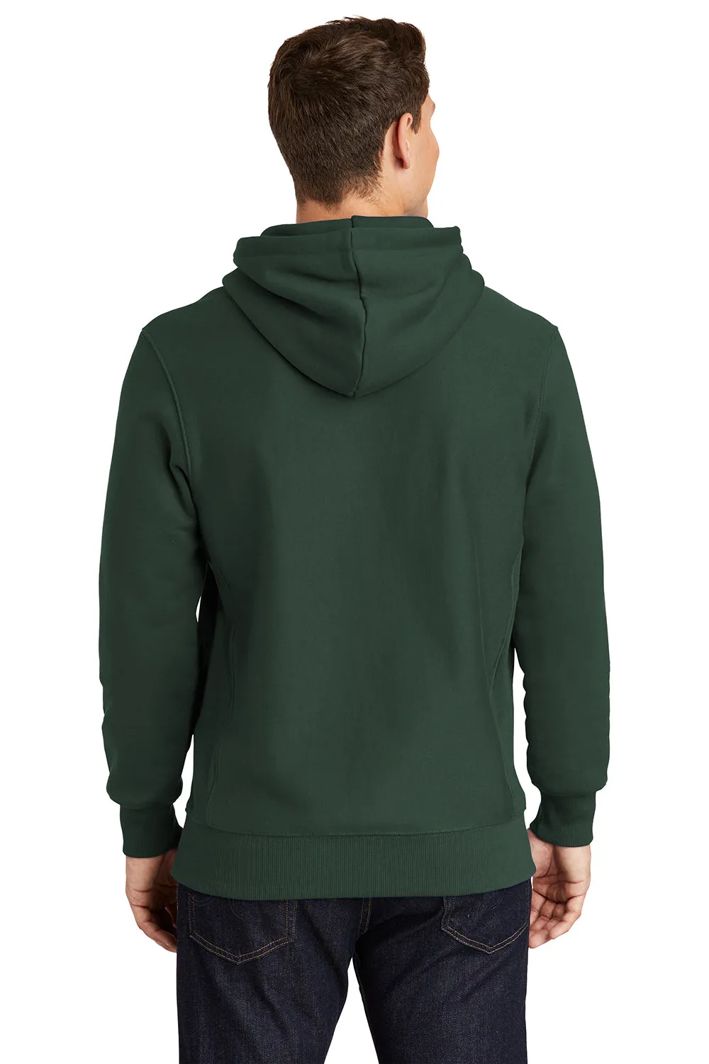 Sport-Tek Mens Fleece Hooded Sweatshirt Hoodie w/ Pouch Pocket - Dark Green
