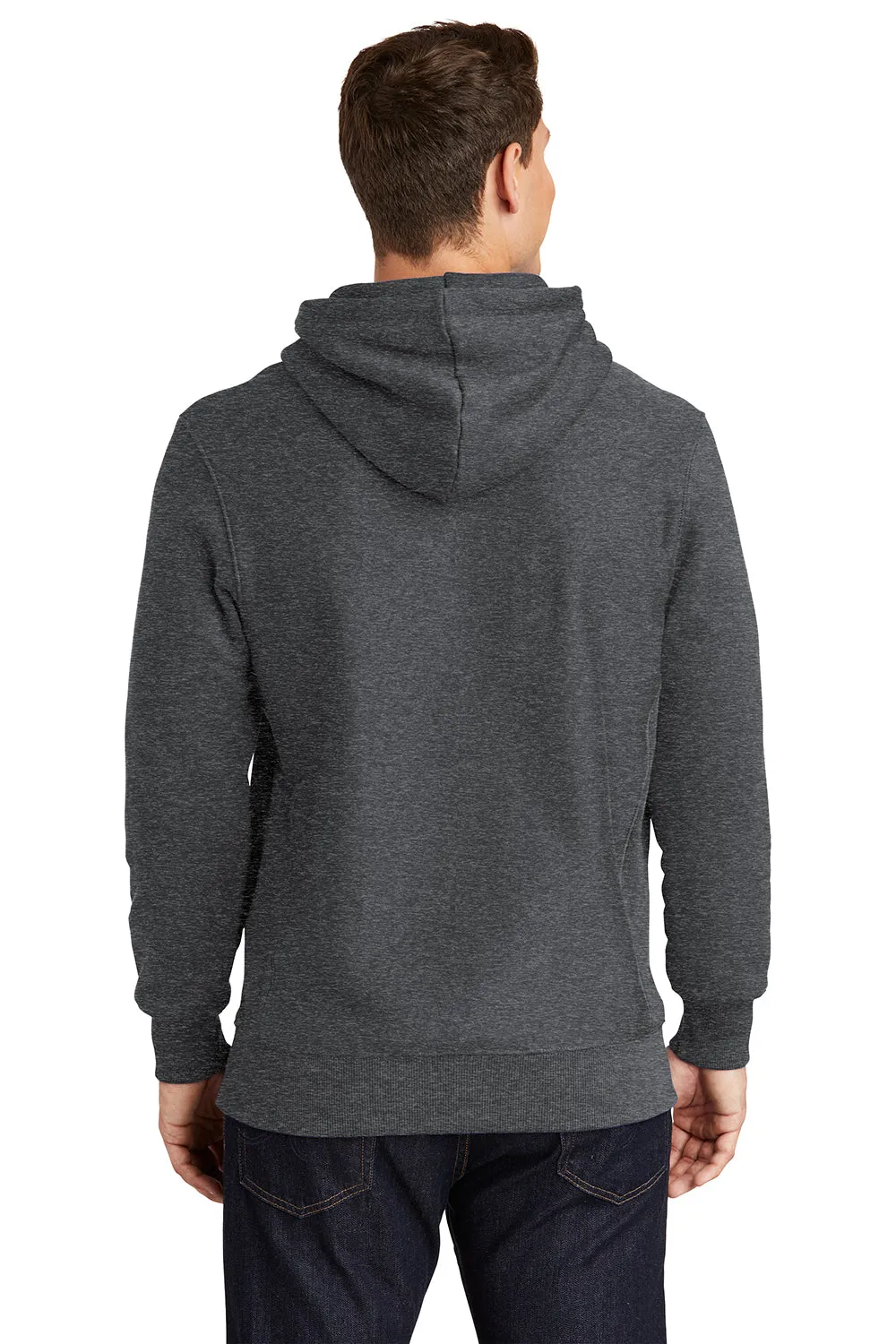 Sport-Tek Mens Fleece Hooded Sweatshirt Hoodie w/ Pouch Pocket - Heather Graphite Grey