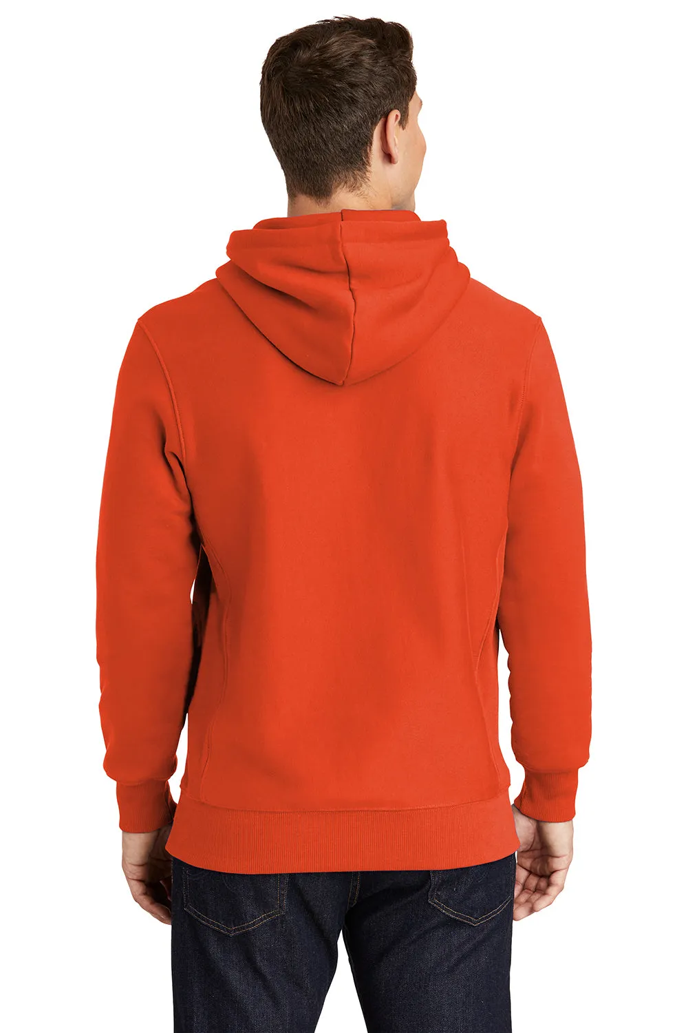 Sport-Tek Mens Fleece Hooded Sweatshirt Hoodie w/ Pouch Pocket - Orange