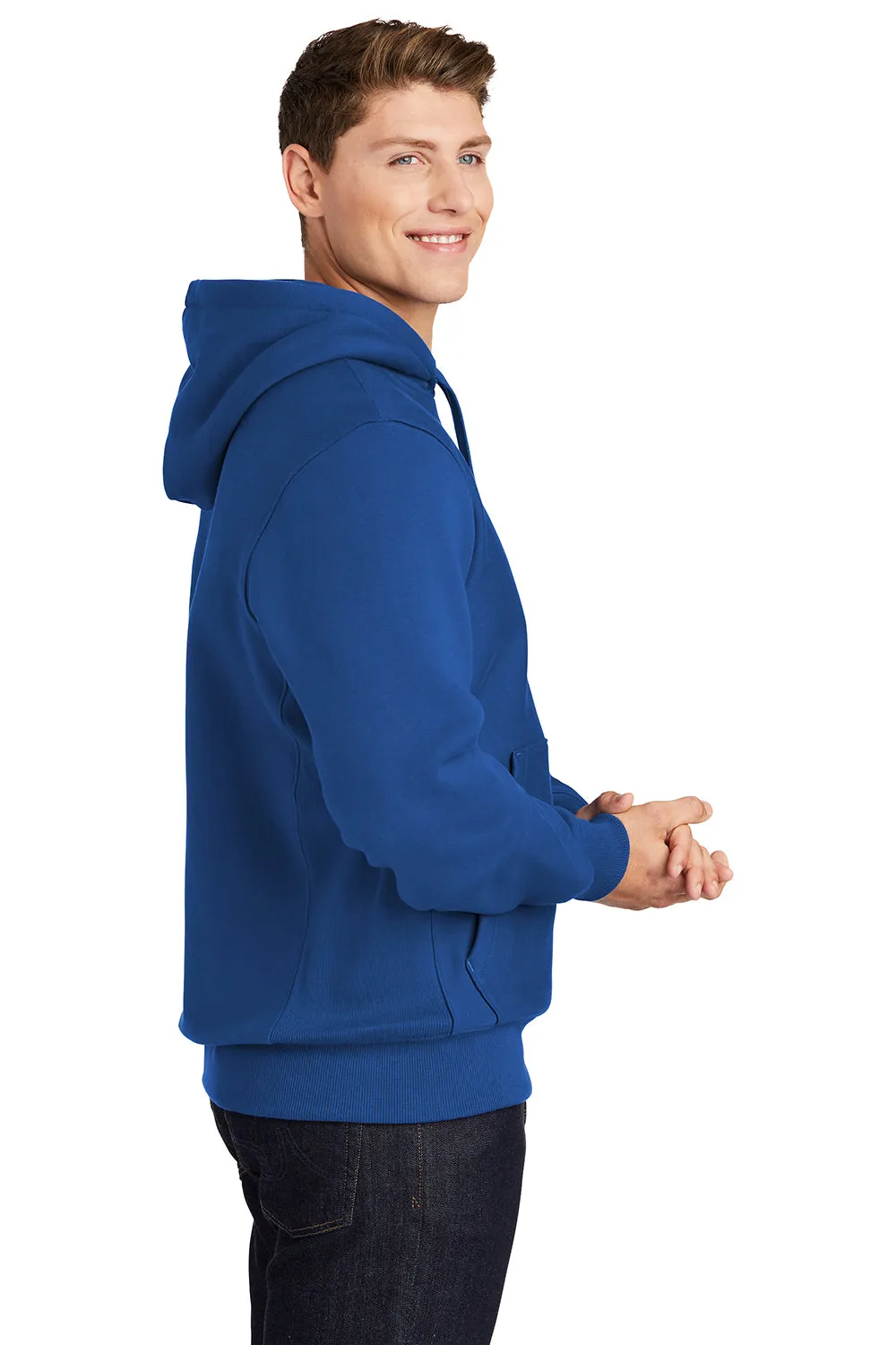Sport-Tek Mens Fleece Hooded Sweatshirt Hoodie w/ Pouch Pocket - Royal Blue