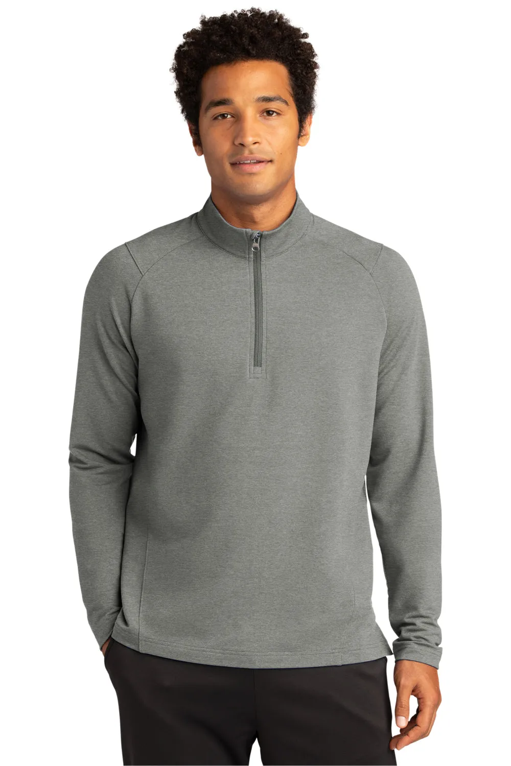 Sport-Tek Mens Flex Fleece Moisture Wicking 1/4 Zip Sweatshirt - Heather Light Grey Clothing Sport-Tek