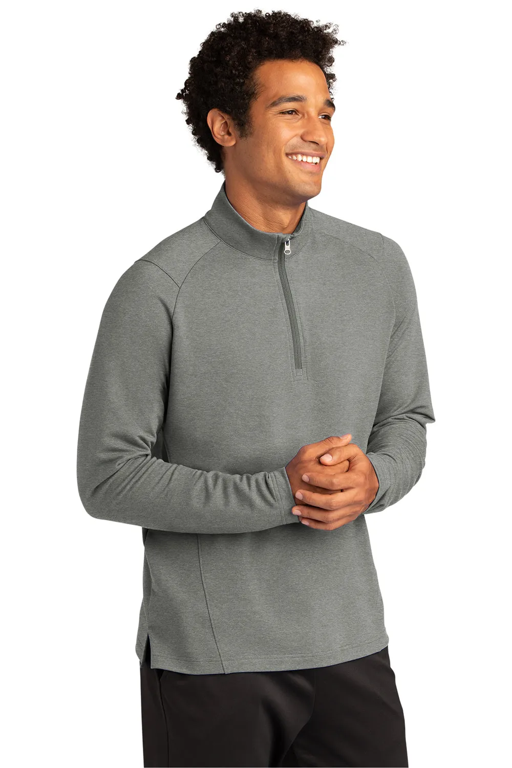 Sport-Tek Mens Flex Fleece Moisture Wicking 1/4 Zip Sweatshirt - Heather Light Grey Clothing Sport-Tek