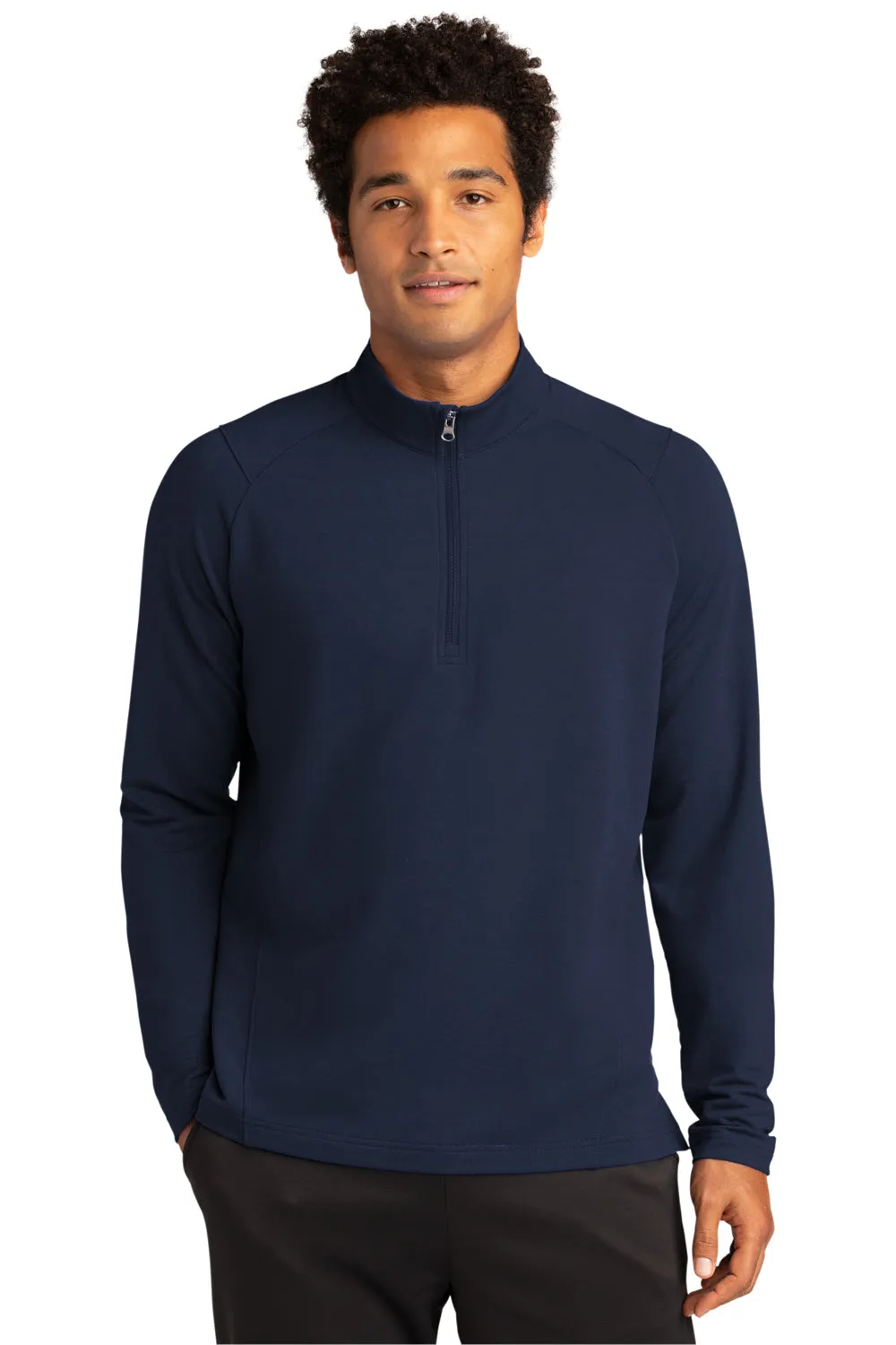 Sport-Tek Mens Flex Fleece Moisture Wicking 1/4 Zip Sweatshirt - True Navy Blue Clothing Sport-Tek
